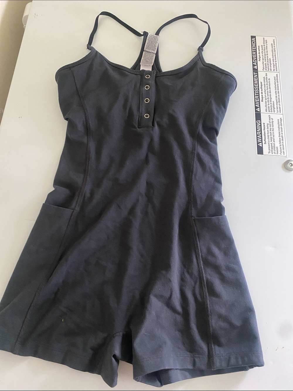 Victoria's Secret Navy Sleeveless Romper with Front Snap Placket